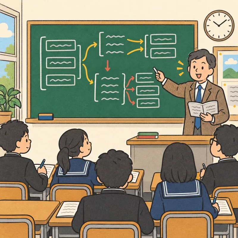 文法訳読法のイラスト