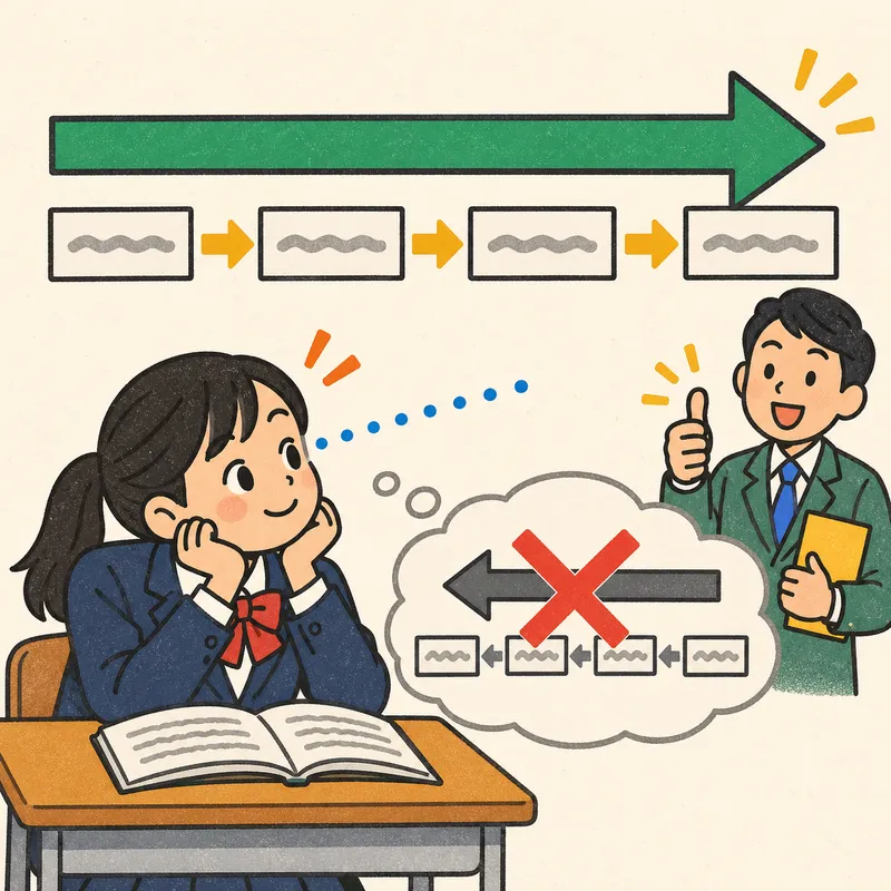 直読直解（順送りの訳）のイラスト