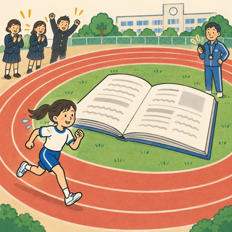 参考書周回（反復学習）のイラスト