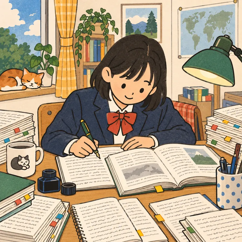 英文写経（書き写し）のイラスト