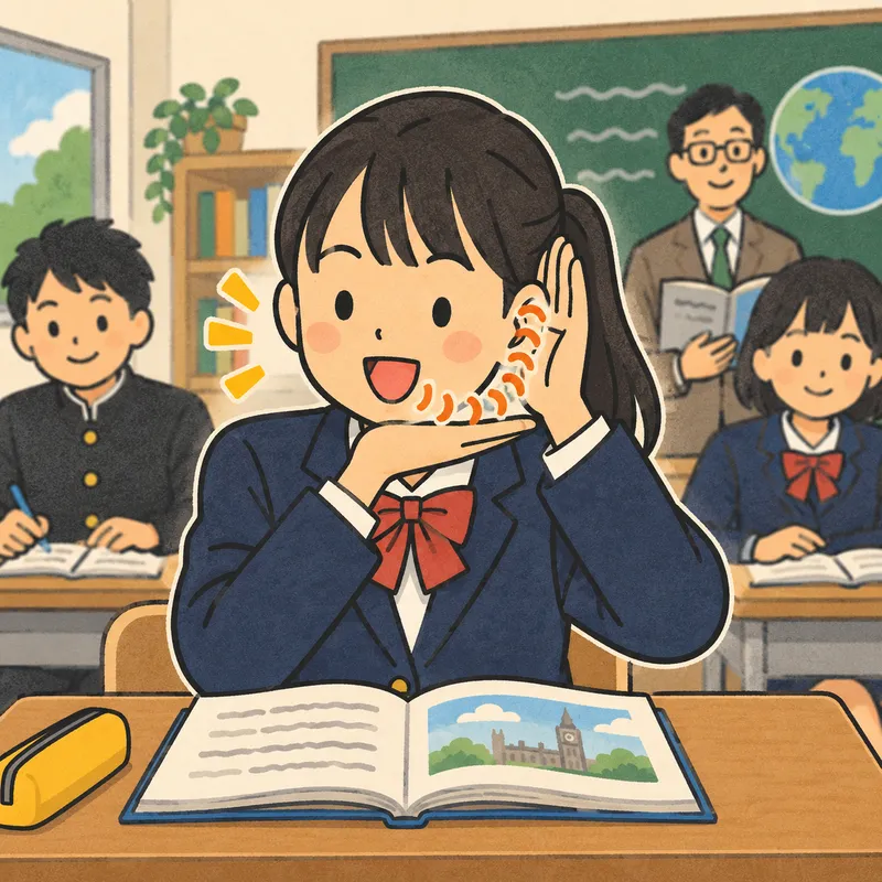 手レコ（手で自分の声を聞く音読）のイラスト