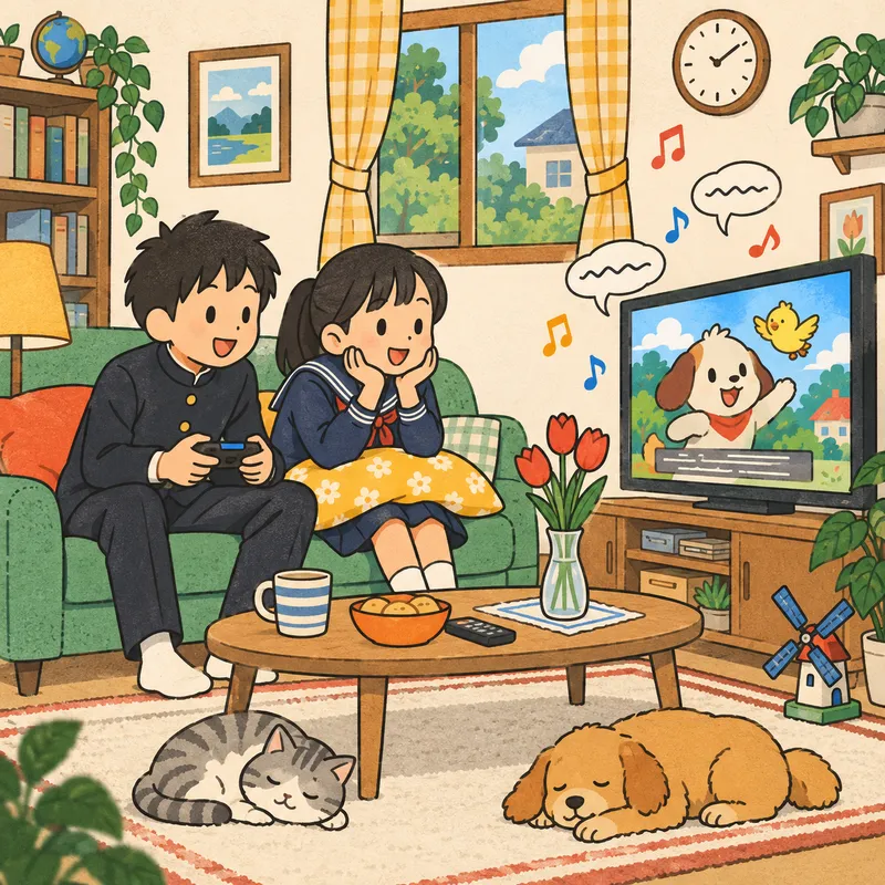 字幕つきの英語番組・ゲームで育つ(オランダ・ベルギー・北欧)のイラスト