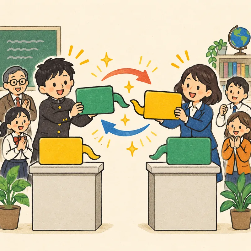 Cognate trick（-tion等の語尾変換）のイラスト