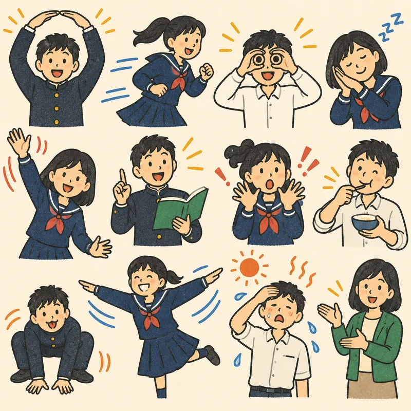 ジェスチャー語彙学習のイラスト