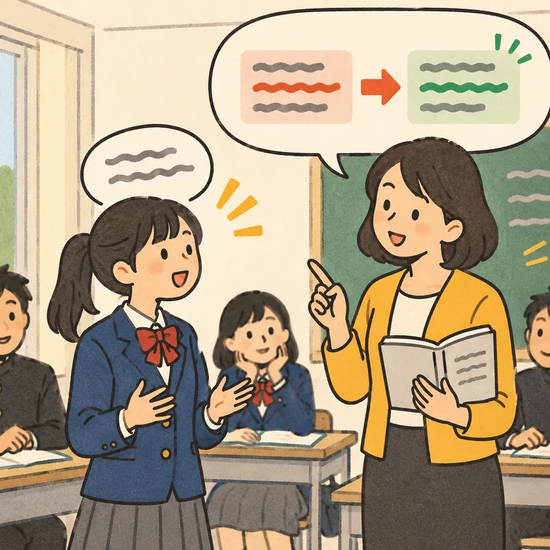 口頭訂正フィードバックのイラスト