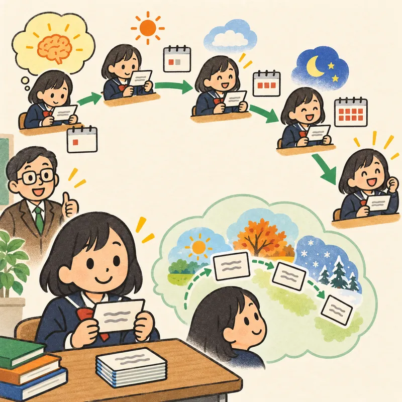 Spaced repetition (Anki/SRS)のイラスト