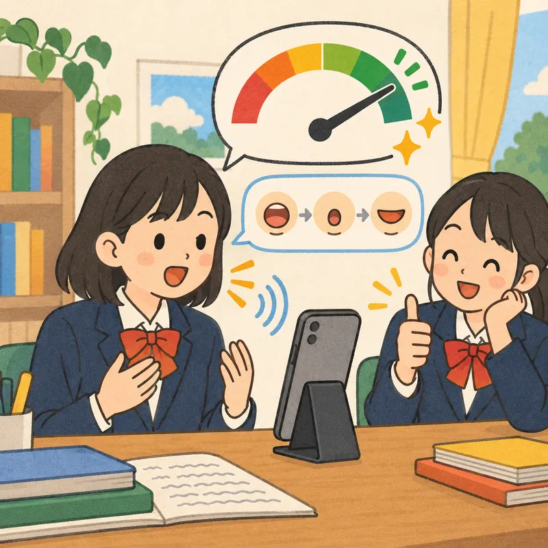 AI発音採点アプリで発音練習のイラスト