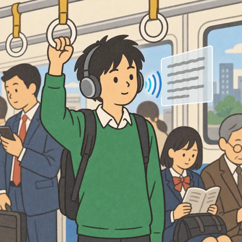 英語ポッドキャストを聞くのイラスト