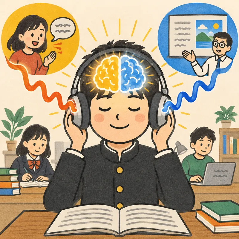 Binaural beats学習のイラスト