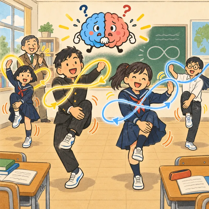 ブレインジム（勉強前の“脳体操”で左右の脳をつなぐ）のイラスト