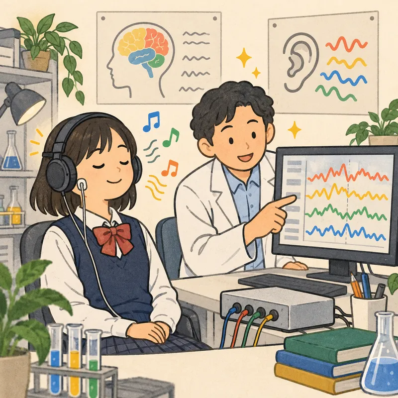 耳に微弱な電気を流して外国語の音を覚える（迷走神経刺激）のイラスト
