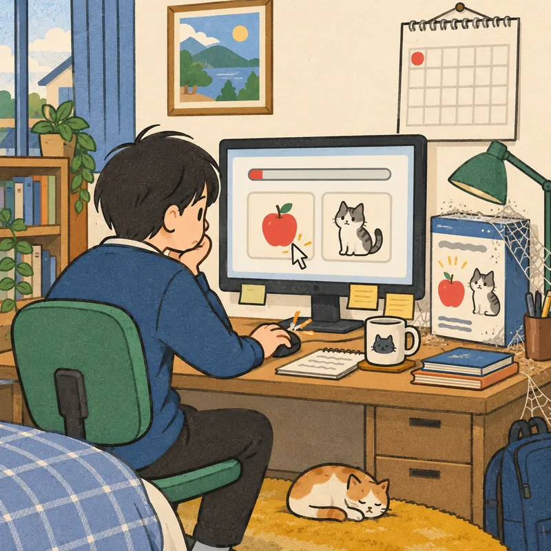 翻訳なしの没入型ソフトだけで独学するのイラスト