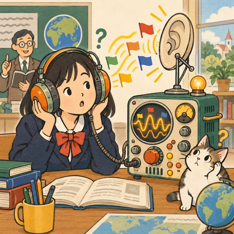 トマティス法（電子耳で外国語の“周波数”に耳を開く）のイラスト