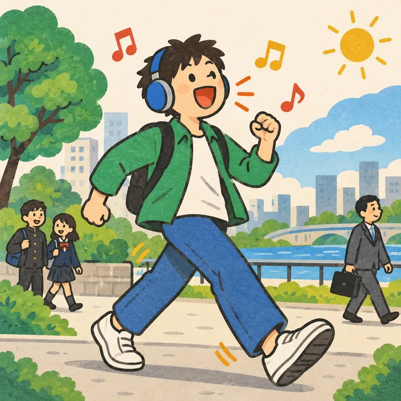 Arguelles式 ウォーキング・シャドーイングのイラスト