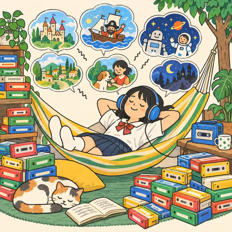 多聴（Extensive listening）のイラスト