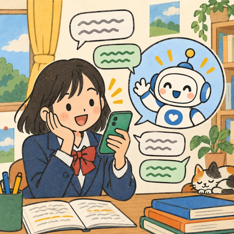 Duolingo Max / AIビデオ通話のイラスト