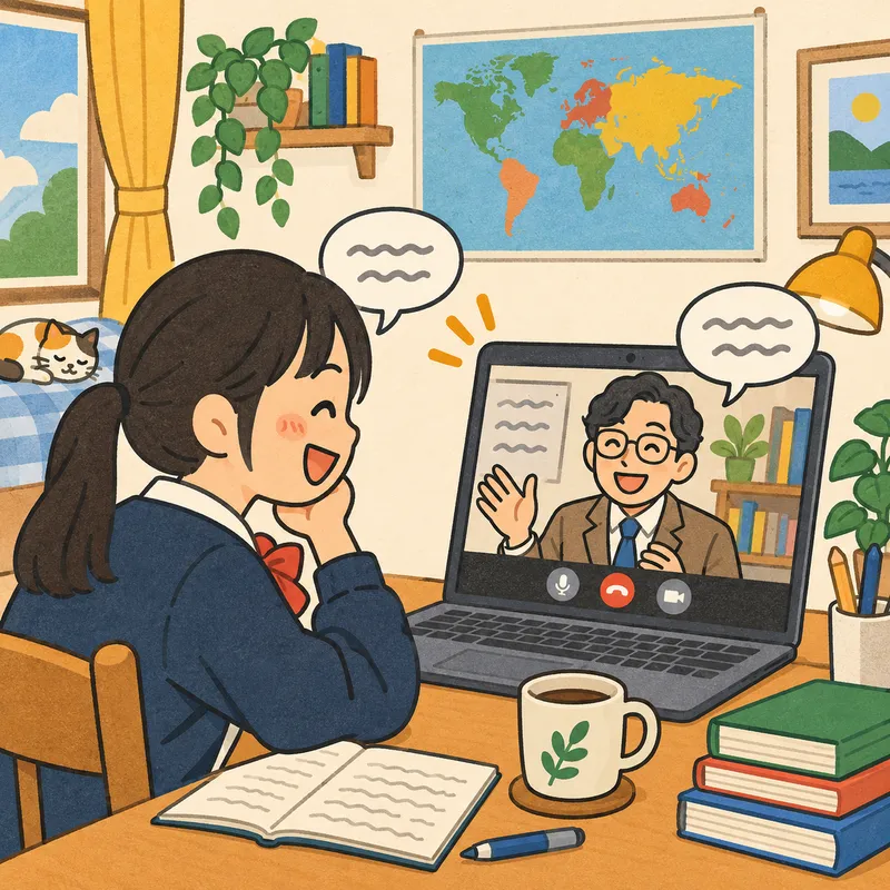 Italki等オンライン家庭教師のイラスト