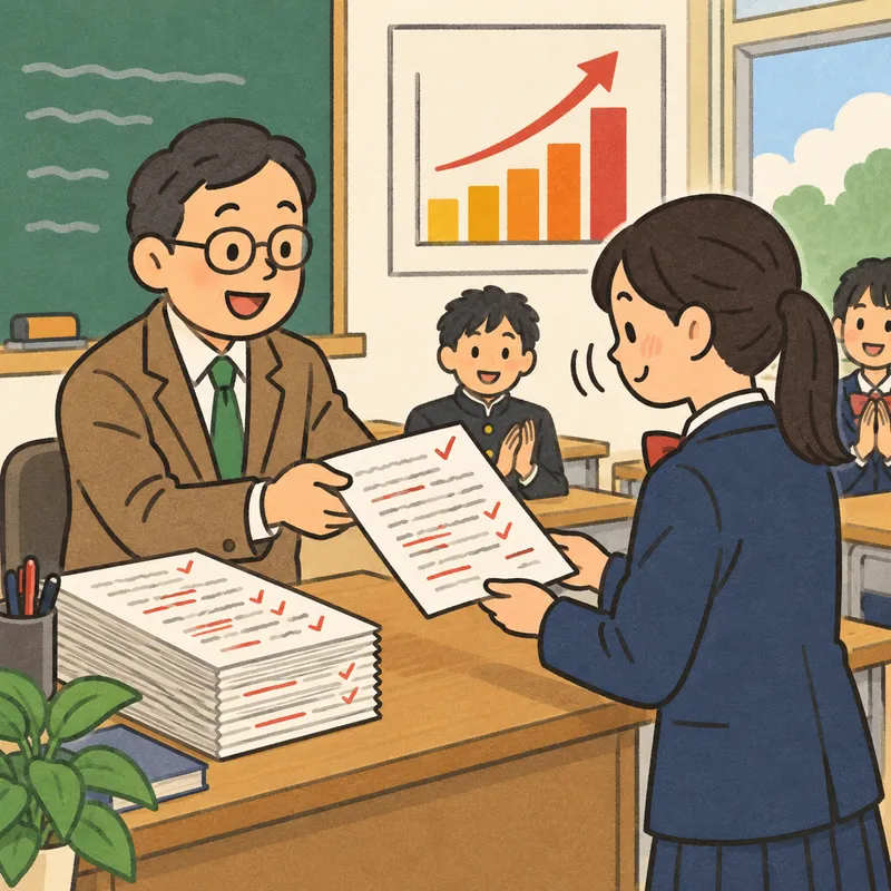 筆記訂正フィードバックのイラスト