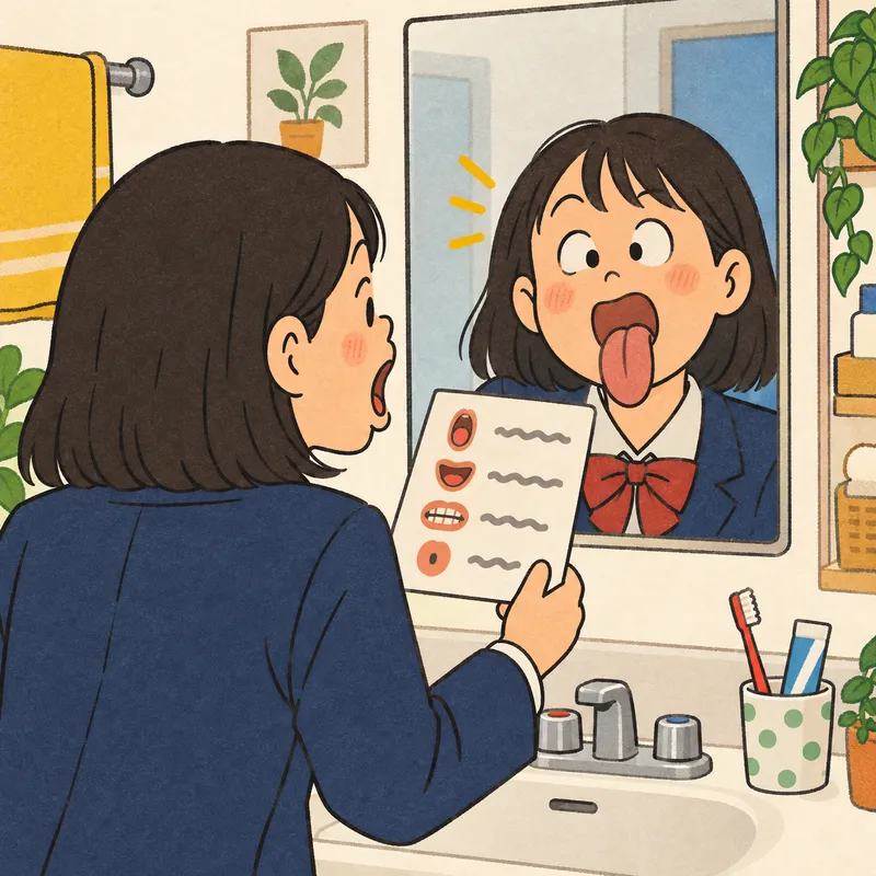 Shadow reading in mirrorのイラスト