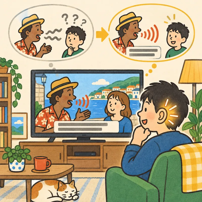 外国語字幕（音声知覚）のイラスト