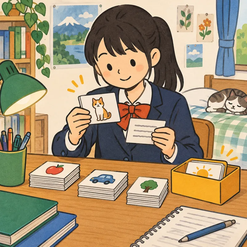 語彙カード学習のイラスト