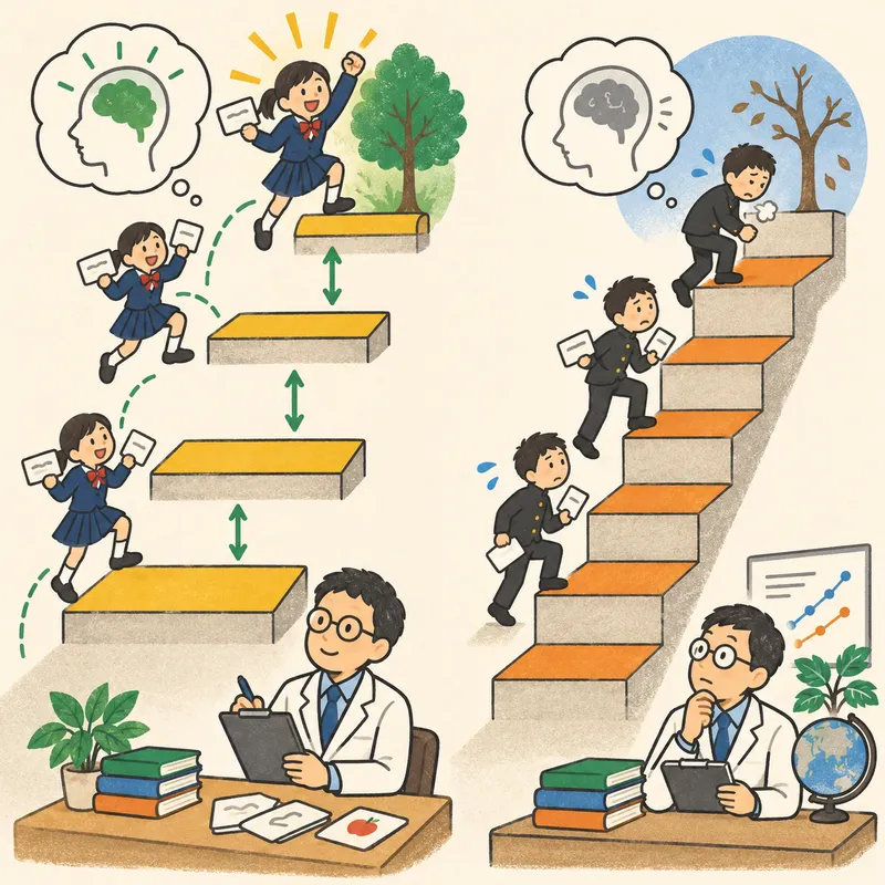 拡張型 vs 均等間隔の反復のイラスト