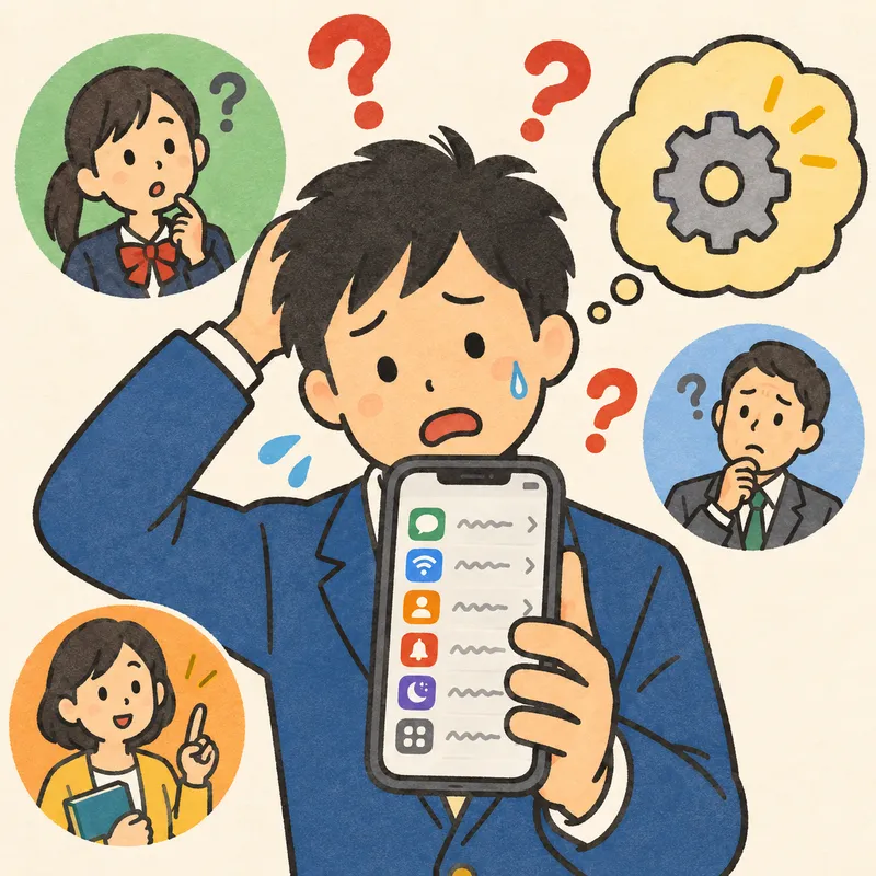 スマホ言語設定変更のイラスト