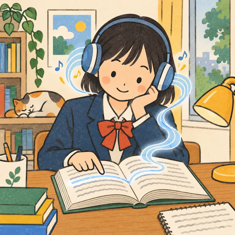 Reading-while-listeningのイラスト