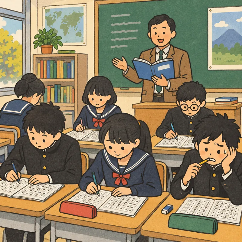 漢字ディクテーション(听写)のイラスト