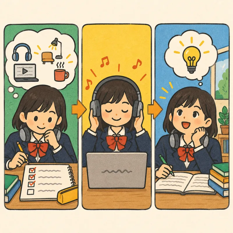 リスニング方略指導のイラスト