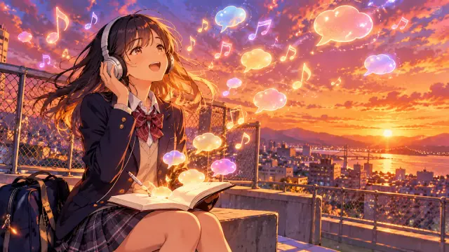「洋楽や歌を使うと、英語が覚えやすい」のイメージイラスト