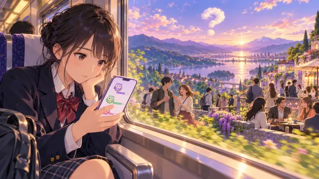 「語学アプリだけで、英語が身につく」のイメージイラスト