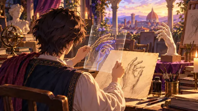 「ダ・ヴィンチ流「見ないで描いて手本と重ねる」と、よく覚えられる」のイメージイラスト