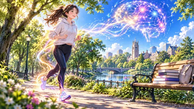 「勉強の前後に軽く運動すると、記憶が長持ちする」のイメージイラスト