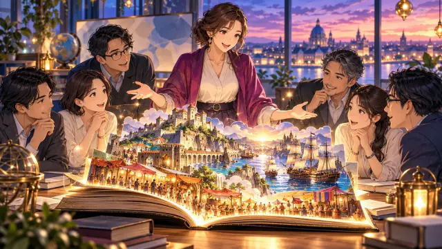 「歴史は、物語として読むと覚えやすい」のイメージイラスト