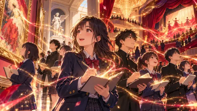 「美術館や劇場への校外学習は、楽しいだけで勉強にならない」のイメージイラスト