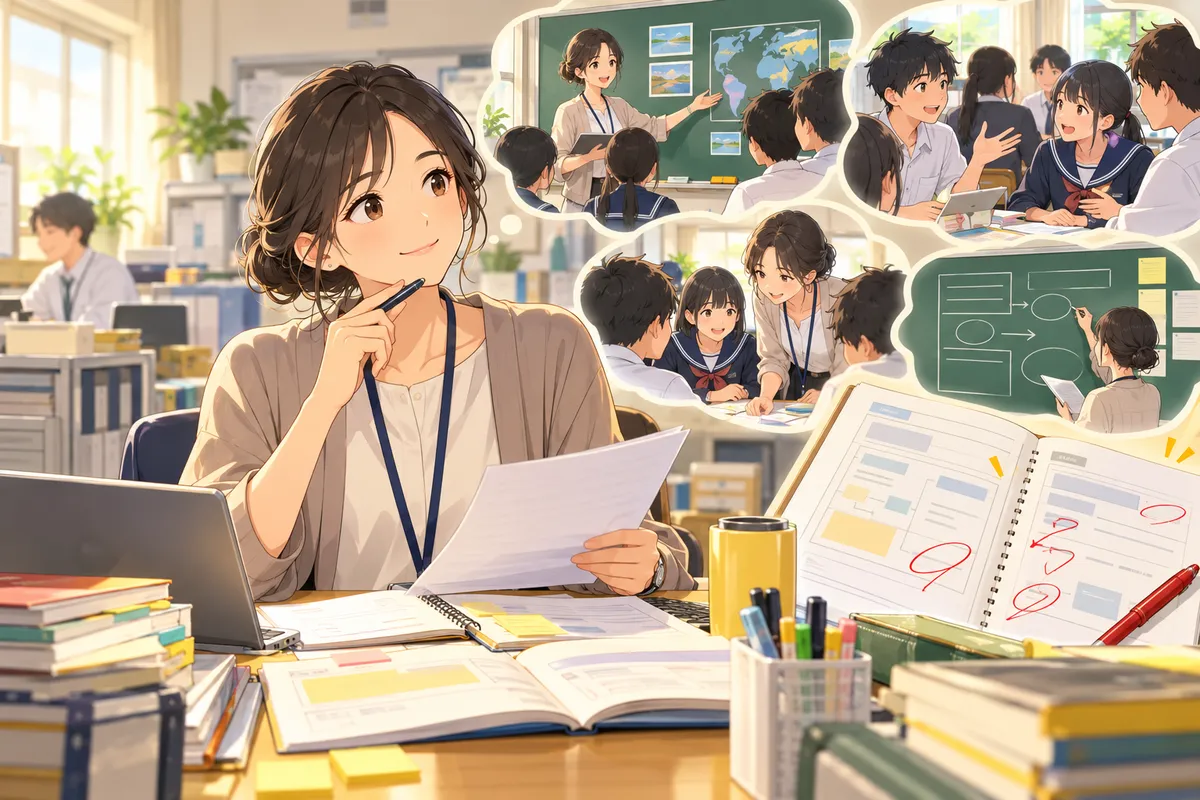 英語の学習指導案の書き方 ― 項目ごとの書き方と中2の例文、よくある赤ペンのイメージ