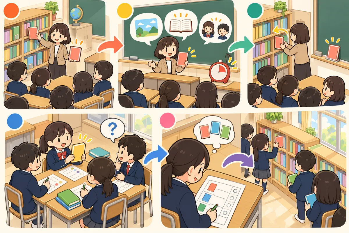 3分間ブックトーク ― 「この本、読んでみたい」を生徒どうしで広げるの教室の配置と動き方