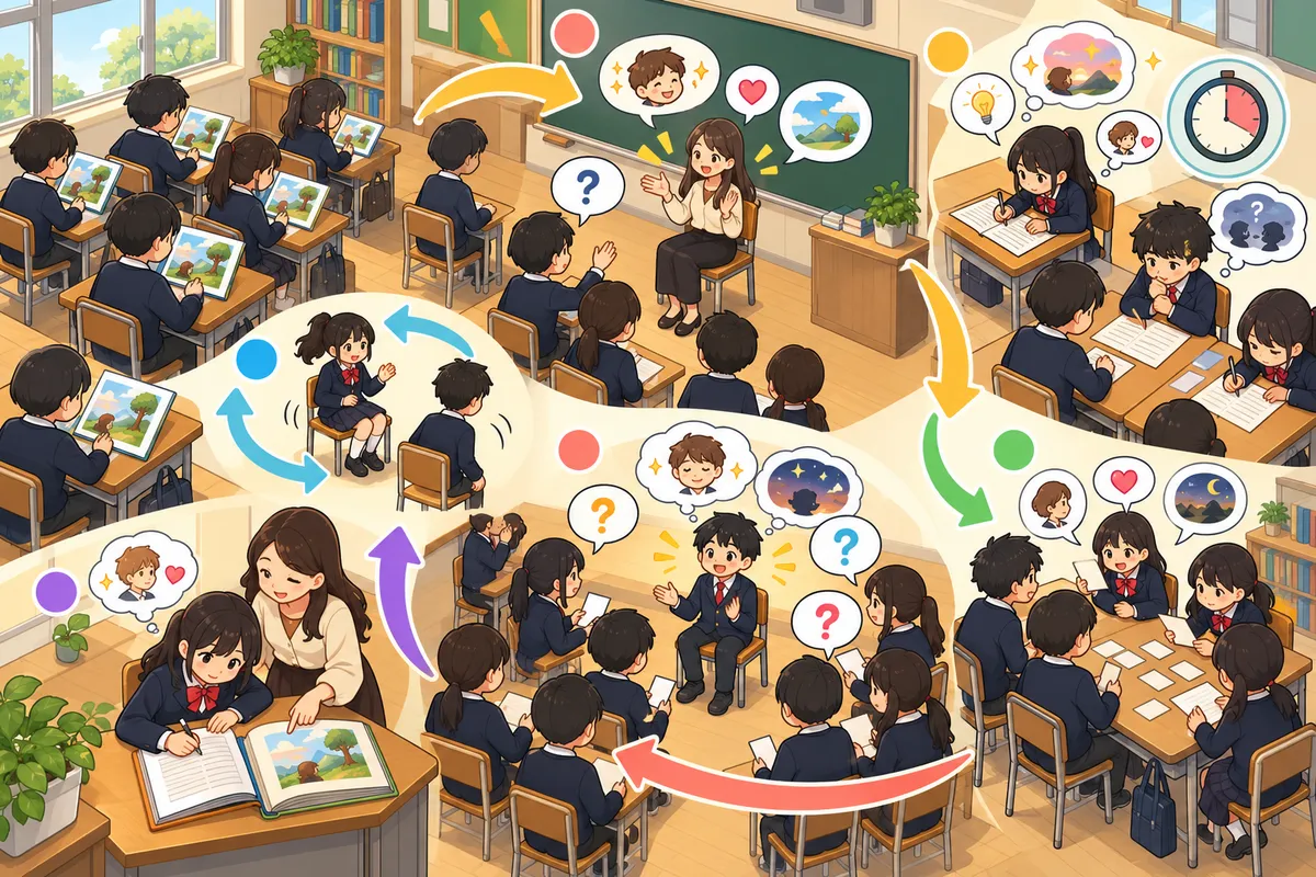 登場人物ホットシート ― 教科書の人物になりきって質問に答え、本文を「深く」読むの教室の配置と動き方