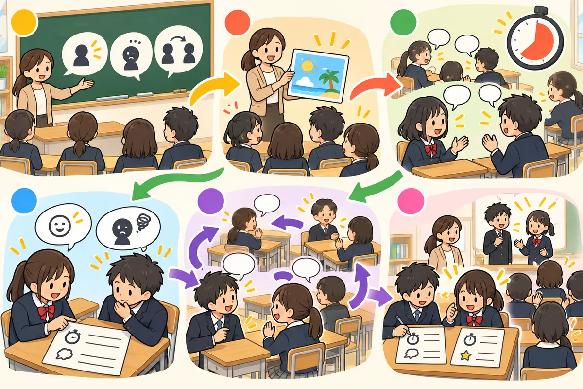 1分間チャット ― 原稿なしで「とにかく会話を続ける」即興やり取りの教室の配置と動き方