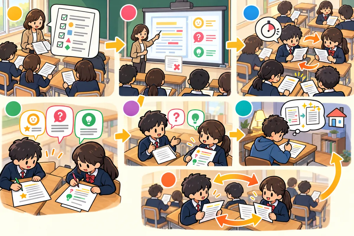 英作文のピアレビュー ― コメントを「書く側」にも学びがある進め方の教室の配置と動き方