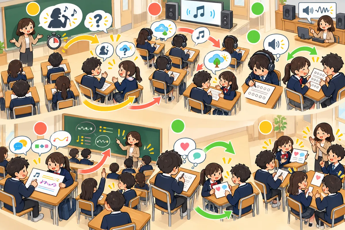 洋楽で英語の授業 ― 歌詞の穴埋めで終わらせない6ステップの教室の配置と動き方