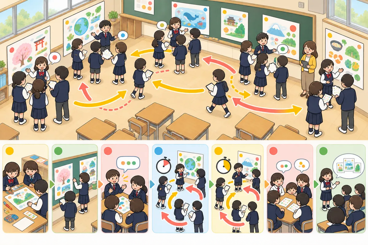 ポスターセッション ― 同じ発表を、聞き手を替えて何度もくり返すの教室の配置と動き方