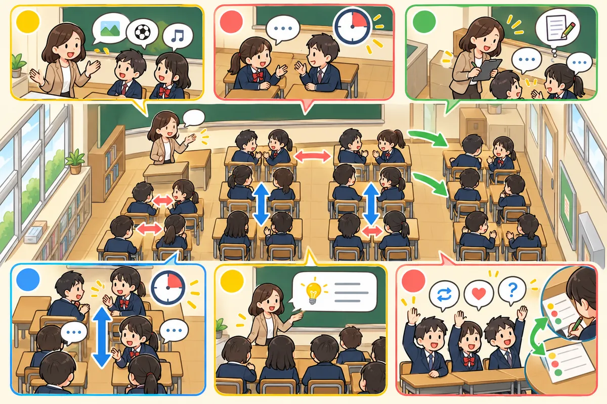 Small Talk（スモールトーク）の進め方 ― 1〜2分×2回、相手を替えて話すの教室の配置と動き方
