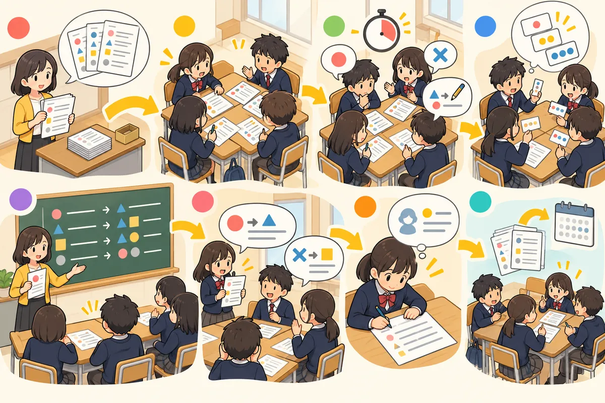 クラスの「よくある間違い」で間違い探しゲーム ― 直すだけでなく理由を言うの教室の配置と動き方