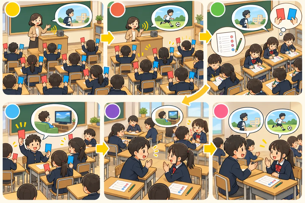 聞いて「昨日?毎日?」を判断する文法タスク ― 構造化インプットのつくり方の教室の配置と動き方