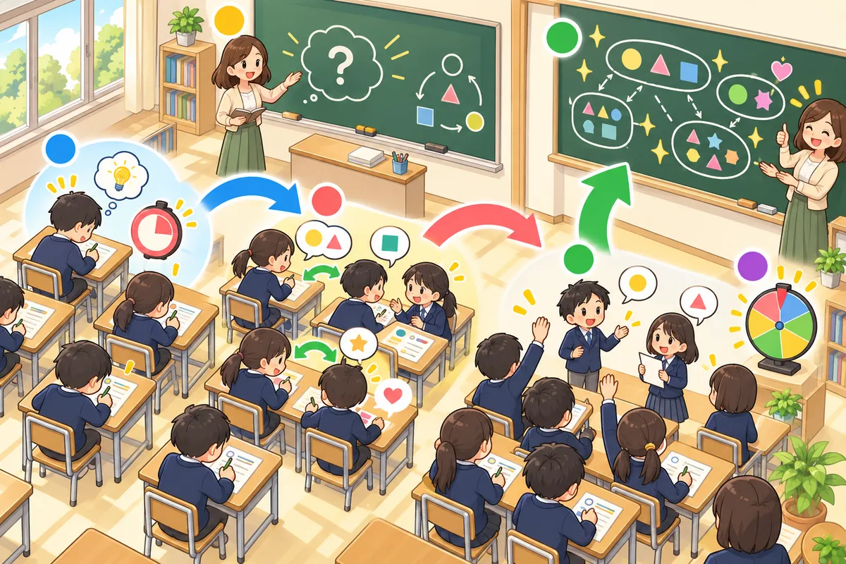 Think-Pair-Share ― 「考える→ペアで話す→全体で共有」で答えやすい教室にの教室の配置と動き方