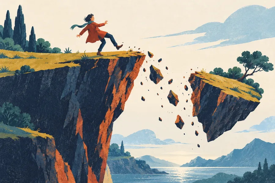 abrupt の語源のイメージ：ぷつりと断ち切られた