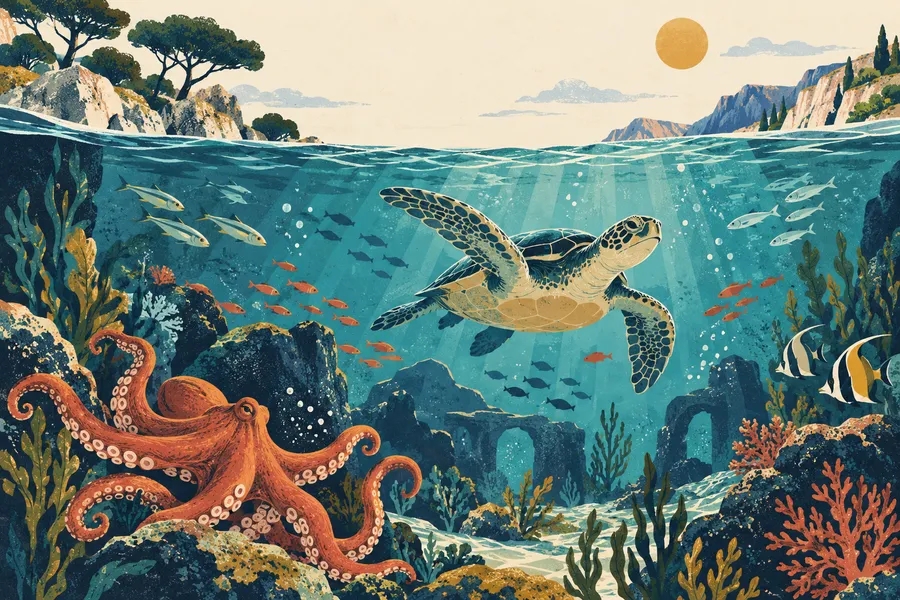aquatic の語源のイメージ：水の中で生き動く