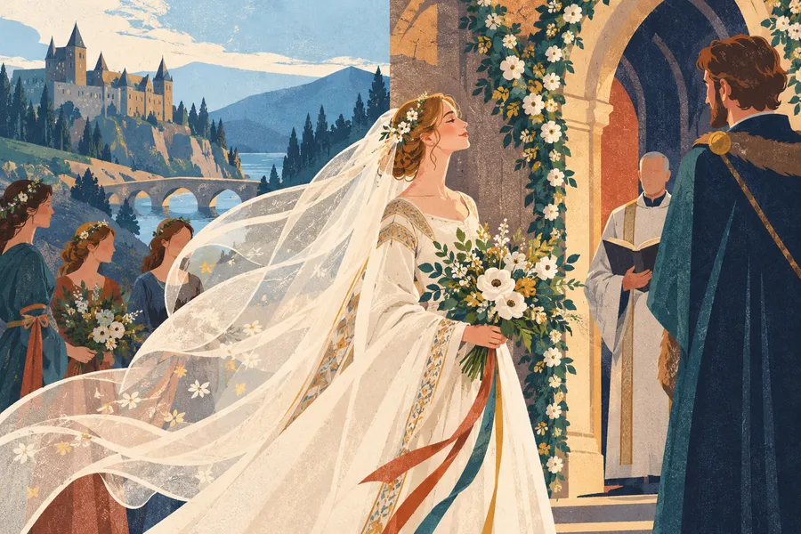 bride の語源のイメージ：結婚する日の女性